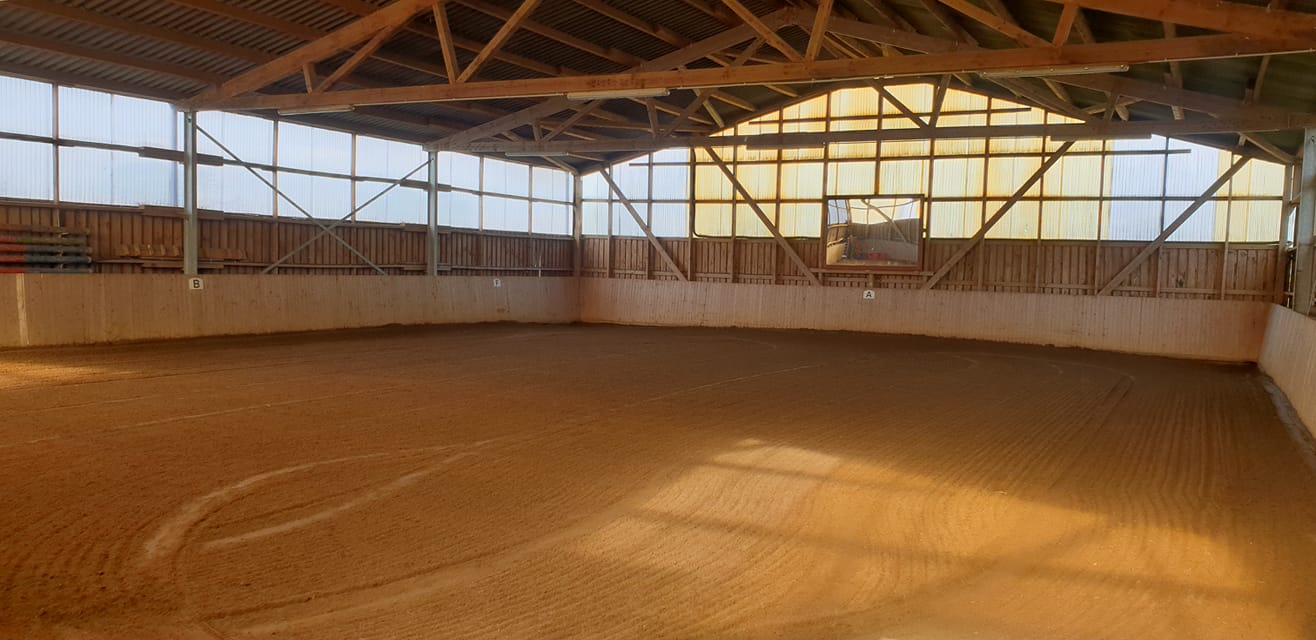 Blick in die Longierhalle mit Spiegel